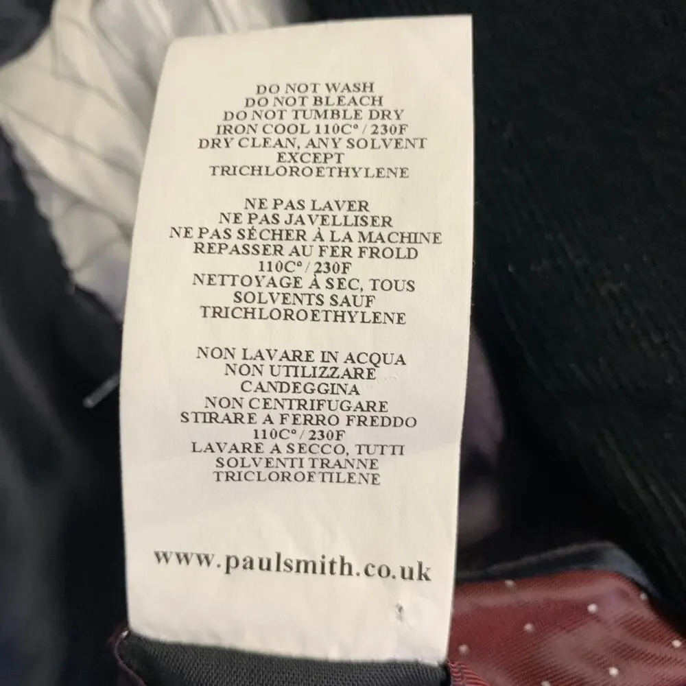 PS by PAUL SMITH Size 38 Black Corduroy Cotton Notch Lapel Sport Coat